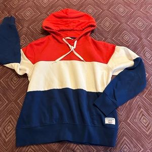 Women’s H&M Cropped Hoodie Red, White, Navy, EUC, S